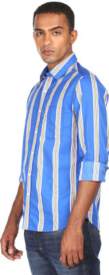 U.S. POLO ASSN. Men Striped Casual Blue Shirt