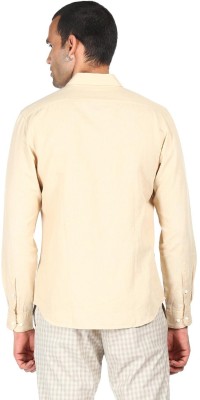 AD by Arvind Men Solid Casual Beige Shirt