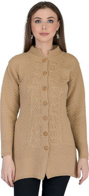 lady willington Self Design Round Neck Casual Women Brown Sweater