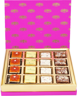 Ghasitaram Gifts Festive Pink Box of Bites Box(400 g)