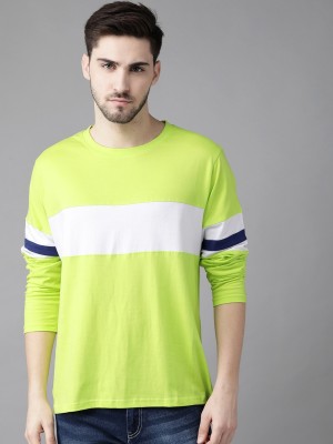 THE DRY STATE Colorblock Men Round Neck Green T-Shirt