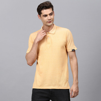 CAMPUS SUTRA Solid Men Polo Neck Yellow T-Shirt