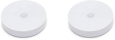 SHIVMEDICOS Motion Sensor Light Battery Operated Indoor/Outdoor LED Ceiling Lights for Hallway Laundry Stairs Garage Bathroom White Photocell Sensor ON/Off Upgrade Pack Of 2 Night Lamp(2 cm, White)