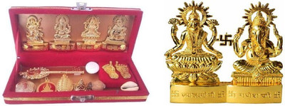Lootnixx TIED RIBBONS Shri Dhan Laxmi Kuber Bhandari Yantra with Dorr Hanging Toran Brass Yantra with laxmi ganesh ji Brass Yantra(Pack of 2)