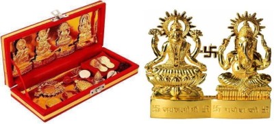 Lootnixx SL Enterprises SL Entreprises Brass Shri Dhan Laxmi - Kuber bhandari Yantra Brass, Wooden Yantra with laxmi ganesh Brass Yantra(Pack of 2)