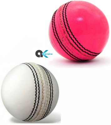 A.K Pink and White Combo Cricket Leather Ball Cricket Leather Ball(Pack of 2, White, Pink)