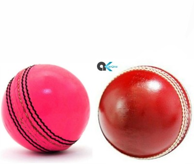 A.K Best Quality Combo of 2 Cricket Leather Ball For Bowlers to Improve Skills Cricket Leather Ball(Pack of 2, Pink, Red)