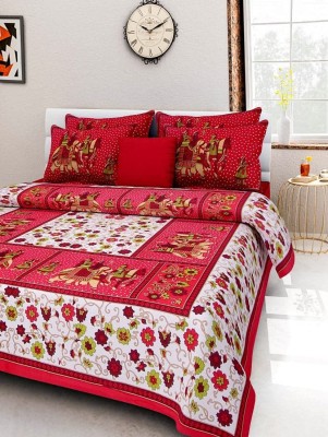 Siddham enterprises 200 TC Cotton King Printed Flat Bedsheet(Pack of 1, Red)