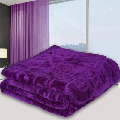ACZO FEEL Floral Double Mink Blanket for  Heavy Winter(Microfiber, Purple)