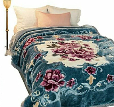 Bajia Creation Printed Double Mink Blanket for  Heavy Winter(Microfiber, Green)