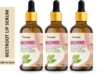 Dominaro Beetroot Pink Lip Serum Oil For Beetroot Flavour , Lip Shine, Glossy, Soft With Moisturizer For Men & Women 30 ml Pack of 3 Bottle 90 ml BEETROOT(Pack of: 3, 90 g)
