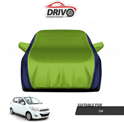 Drivo Car Cover For Hyundai i10 (With Mirror Pockets)(Blue, Green)