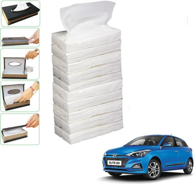 KOZDIKO 10 SET REFILLER WITH 100 PULLS (200 SHEETS) FOR HYUNDAI ELITE 120 2018 Vehicle Tissue Dispenser(White)