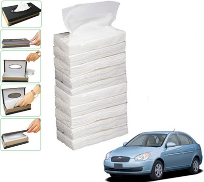 KOZDIKO 10 SET REFILLER WITH 100 PULLS (200 SHEETS) FOR HYUNDAI VERNA OLD Vehicle Tissue Dispenser(White)