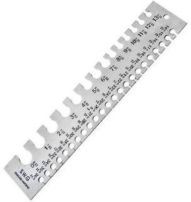 Digital Craft Stainless Steel Wire Thickness Gauge Marked with MM and SWG Craft Bead Tool Panel Marking Gauge