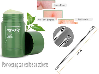 tanvi27 NATURAL GREEN TEA FACE MASK STICK ORBLACK HEAD REMOVER PIN(2 Items in the set)