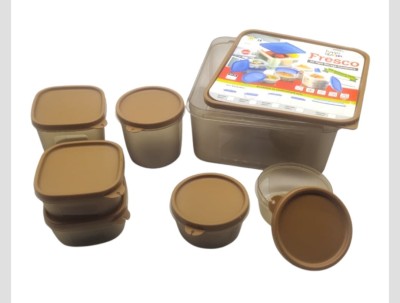 Nabhya Plastic Grocery Container  - 500 ml(Pack of 7, Brown)