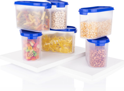 EMBICON Plastic Grocery Container  - 1000 ml(Pack of 6, Blue)