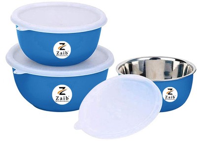 Zaib Steel Grocery Container  - 1250 ml, 750 ml, 500 ml(Pack of 3, Blue)