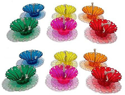 IMPECT.E Floating Plastic Diyas for Home Decor/Diwali (Multicolor) Plastic (Pack of 12) Table Diya Set(Height: 1 inch)
