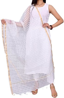 AVINZO Net Checkered Women Dupatta