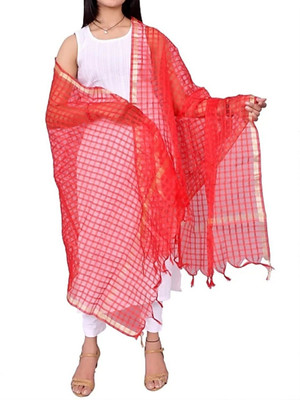 SKANDU Net Checkered Women Dupatta