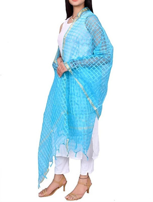 SKANDU Net Checkered Women Dupatta