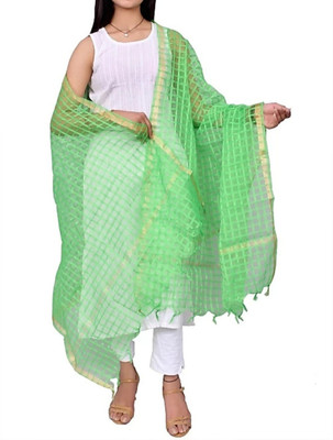 SKANDU Net Checkered Women Dupatta