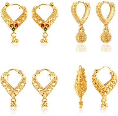 VIGHNAHARTA Vighnaharta Elegant Twinkling Beautiful Gold Plated Clip on Bucket,basket and Chand Bali earring Combo For Women and Girls (4 Pair Earing) VFJ1392-1179-1114-1180ERG Alloy Earring Set