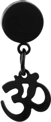 morir Stainless Steel Black Spiritual Om Symbol Single Ear Stud Earring Piercing Jewelry For Mens/Boys (1 PC) Metal Stud Earring