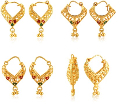 VIGHNAHARTA Vighnaharta Elegant Twinkling Beautiful Gold Plated Clip on Bucket,basket and Chand Bali earring Combo For Women and Girls (4 Pair Earing) VFJ1392-1391-1393-1180ERG Alloy Earring Set