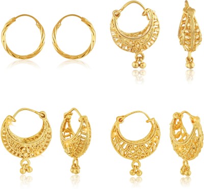 VIGHNAHARTA Vighnaharta Mini Shimmering Beautiful Gold Plated Clip on Bucket,basket and Chand Bali earring Combo For Women and Girls (4 Pair Earing) VFJ1317-1102-1137-1138ERG Alloy Earring Set