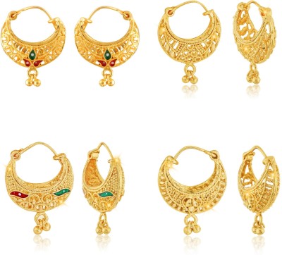 VIGHNAHARTA Elegant Twinkling Beautiful Gold Plated Clip on Bucket,basket and Chand Bali earring Combo For Women and Girls (4 Pair Earing) VFJ1395-1138-1139-1137ERG Alloy Earring Set