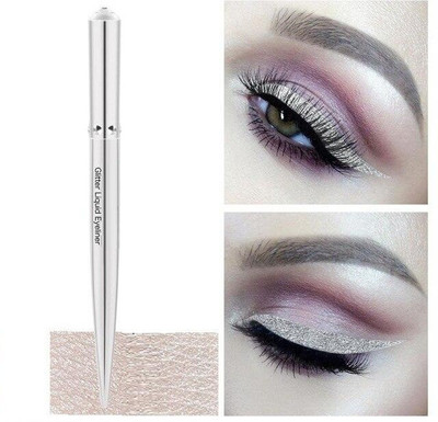 MYEONG Shiny Diamond Liquid Eyeliner for Long Lasting Stay, Smudge Proof & Transfer Proof 1.5 g(SILVER)