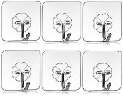 RadhaTex Wall Hooks Heavy Duty Hooks for Hanging,Magic Sticker Hooks Seamless set of 15 Hook 1(Pack of 6)