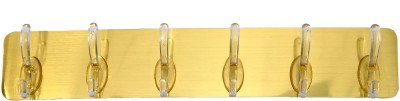 rujave Self Adhesive No Drills Wall/Rail/Kitchen/Bathroom Towel Hanger Hook (6 Hooks Hook Rail 6(Pack of 1)