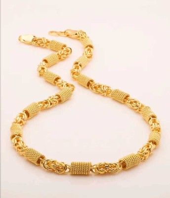 R JEWELS Stylish Fashionable Golden Chain Design Gold-plated Brass Chain Sterling Silver Plated Alloy Chain