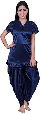 Gangomi Women Solid Purple Night Suit Set