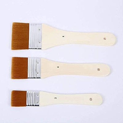 Sabahz Trading Artist Brush Set,Nylon Synthetic Bristles Paint Brushes for Thick Acrylic and Oil Paints Varnishes Gesso. (Pack of 3)(Brown)