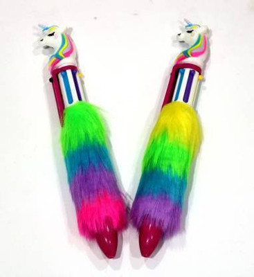 SSJMart Unicorn fur pen Gel Pen(Pack of 2, Ink Color - Multicolor)