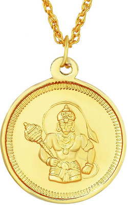 morir Gold Plated Hanuman Bajrang Bali with Om Enameled Dual Side Coin Pendant Locket Temple jewelry For Men And Women Gold-plated Brass Pendant