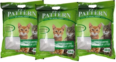 Pet Pattern Bentonite Cat Litter 10 L Equivalent to 5 Kg (Pack of 3 - Total 15 Kg) Pet Litter Tray Refill