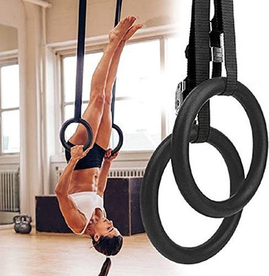 Firefly Gymnastic Rings Heavy Duty for Unisex Fitness Strength Training (Pack Of 1) Pilates Ring(Black)