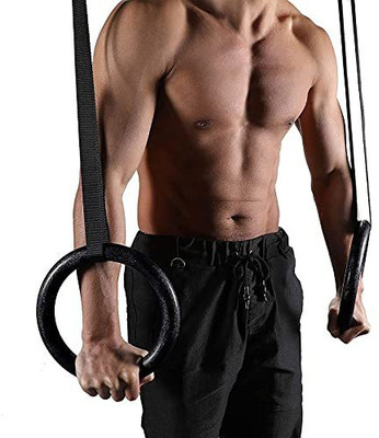 VECTOR X Viva Gymnastic Rings Pull Up Hanging Rings with Heavy Duty Adjustable Straps Pilates Ring(Black)