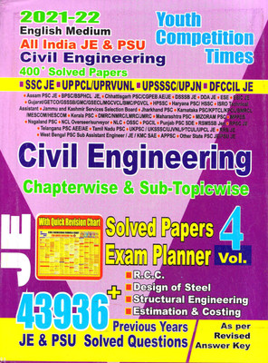 Civil Engineering Chapterwise & Sub-Topicwise Solved Papers Exam Planner Vol.-4 (All India JE & PSU Previous Years Solved Papers) English Medium(Paperback, YCT)