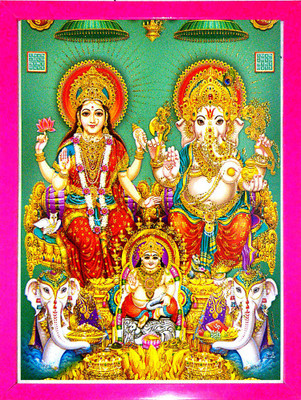 SUNINOW LAXMI GANESH KUBER JI PHOTO FRAME | GOD PHOTO FRAME Religious Frame