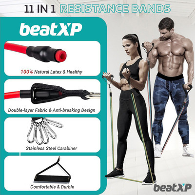 Shopeleven Toning Tube Stretching Toning Full Body Workout 5 Tube Set Full Body Workout Fitness Accessory Kit Kit