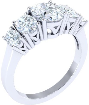KRISHNO JEWELS AELR0007A Sterling Silver Diamond Silver Plated Ring