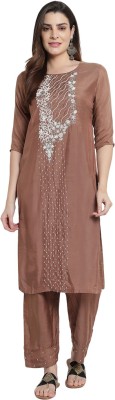 Selfie Kurtiz Women Embellished Straight Kurta(Brown)