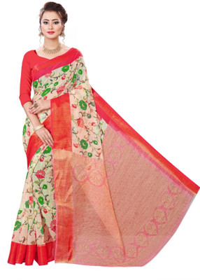 Grubstaker Self Design Handloom Cotton Silk Saree(Red)